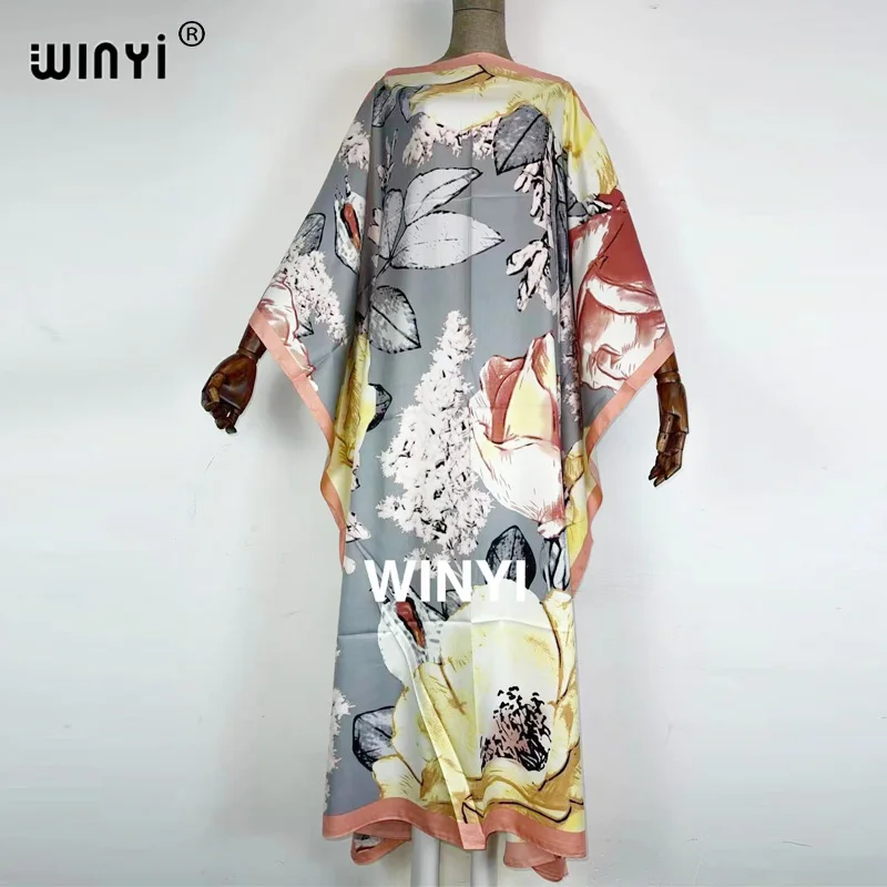Middle East Robe Femme Kaftan Women Sexy Boho Summer Casual Stwill Floral Evening Party Beach Long Maxi Dress Rayon Silk Dress