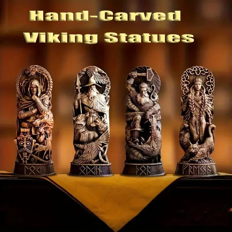 Estatua de Odin Thor Freya Loki, estatuilla de Dios vikingo nórdico, escultura de resina de estilo tallado a mano, altar pagano escandinavo