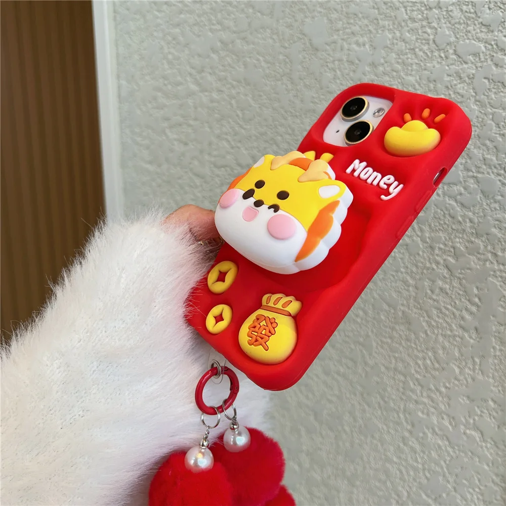Case For iPhone 15 14 pro max cover For iphone 15pro 13 12 11 Protect Dragon Soft Cartoon Cover Holder Silicone New Year Gift image 5