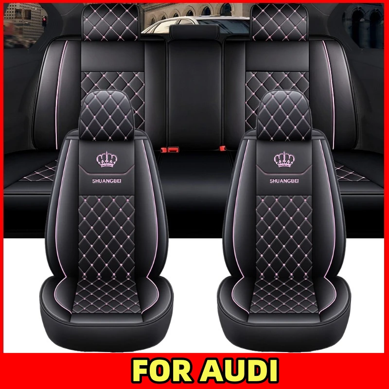 

Чехол на автомобильное сиденье, водонепроницаемый, износостойкий, из искусственной кожи, удобный чехол на сиденье с вышивкой короной для AUDI Q3 A5 A6