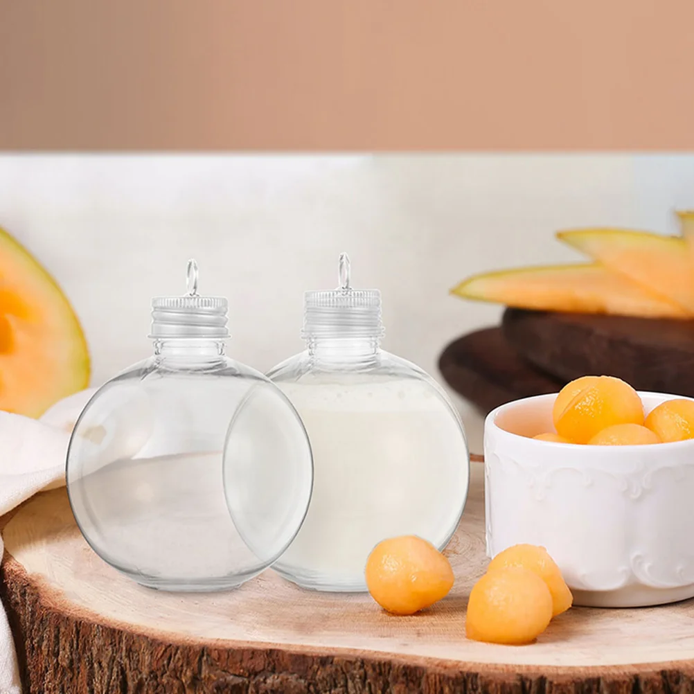 

6 Pcs Bulb Shaped Ball Bottles Clear PET Airtight Leak Proof Portable Milk Juice Drink Supply Travel Candy Jar Gift Packaging