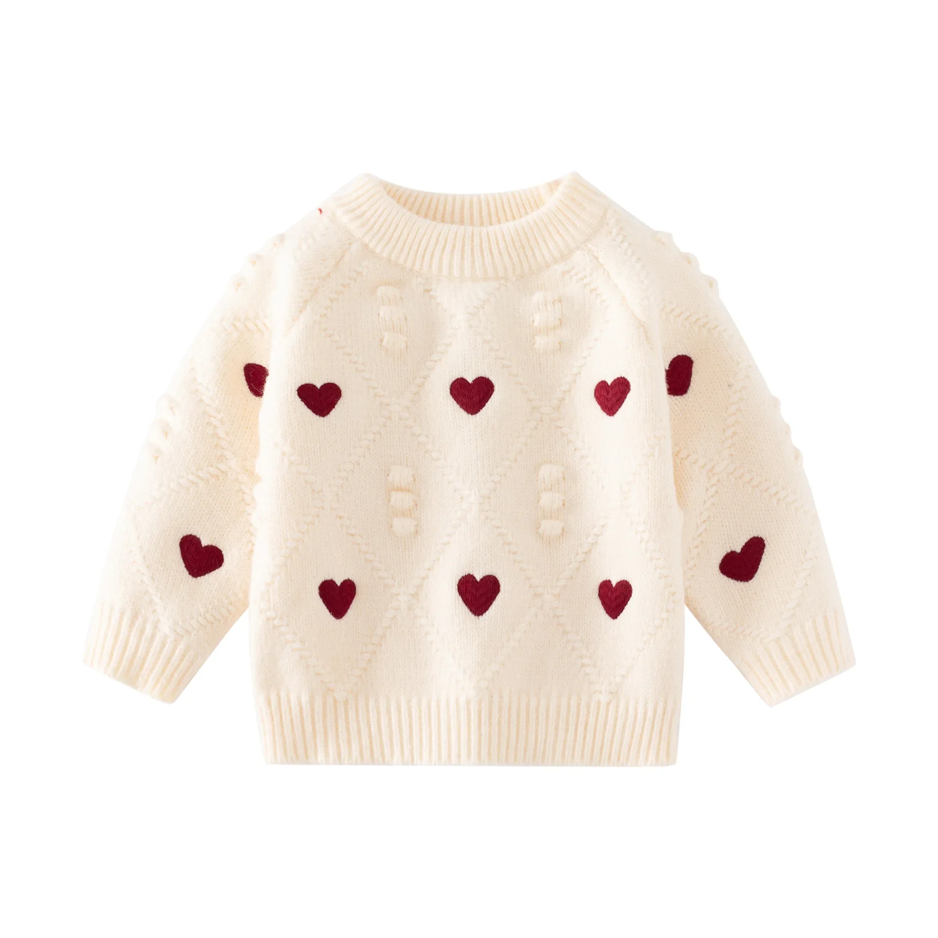 2025 Sweater Newborn Baby Girls Sweaters Kids Clothes Children Cotton Knitted Winter Girl Cute Love Heart Top Cardigan Clothing