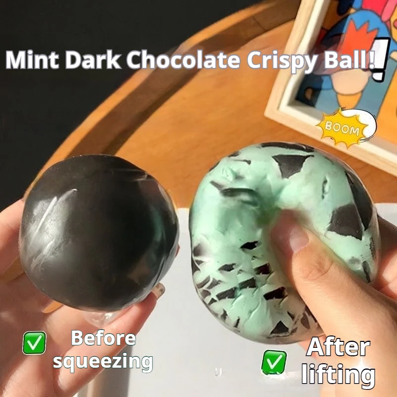 1/2 Piece Crispy Ball Squishy Toy Handmade Ball Mint Dark Chocolate Matcha Ultra-Soft Stress Relief Wax Ball Slow Rebound Super Soft