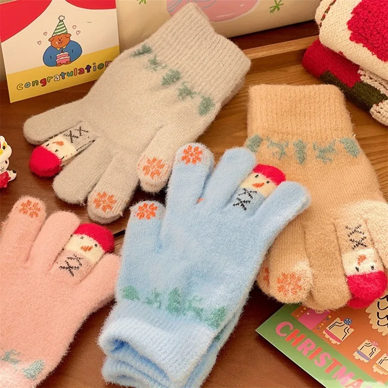 

Women Warm Gloves Christmas Snowman Touchscreen Gloves Winter Mittens for Running Cold Weather Clothing Accessories