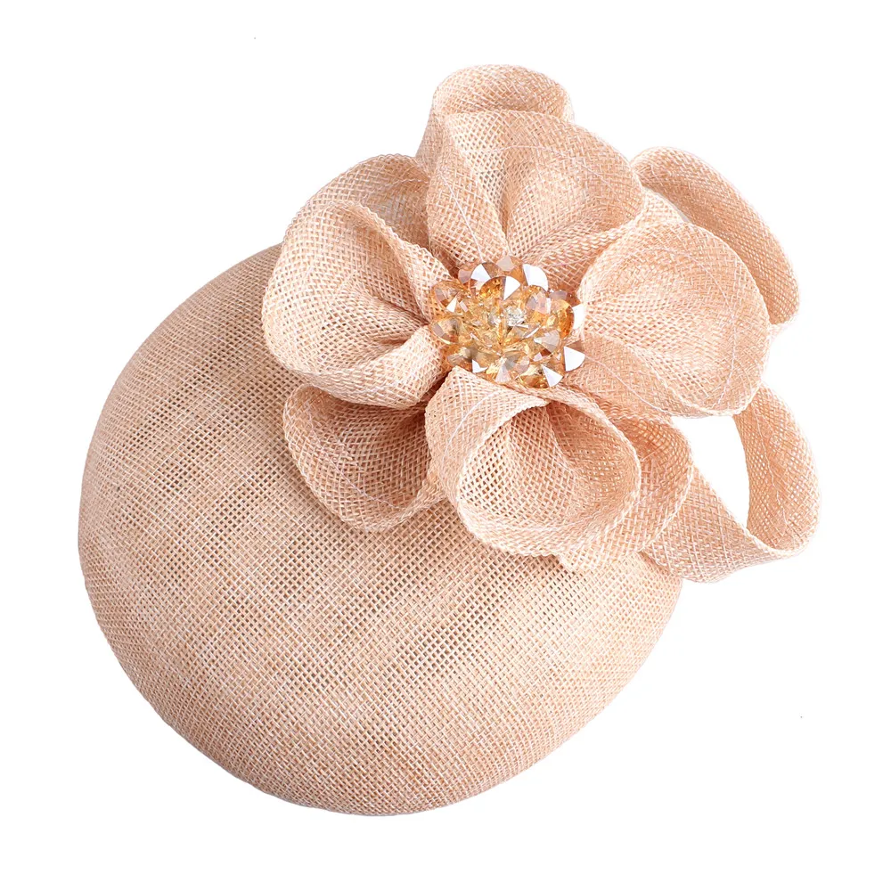 Clip per capelli con cappuccio Fascinator da donna viola chiaro bella nuova maglia di fiori copricapo fatto a mano per le signore fermagli per capelli con cappuccio da sposa