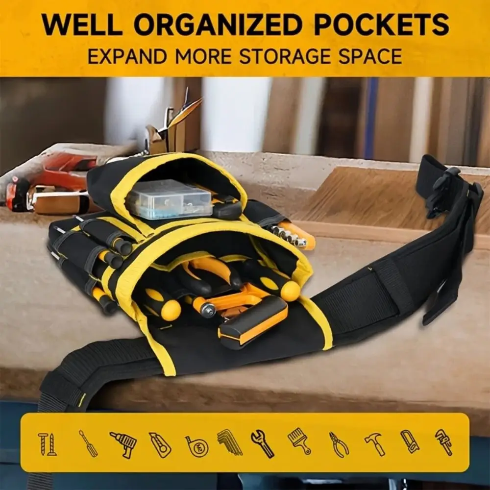 26-pocket Design Magnetic Tool Belt Adjustable Waist Bracket Removable Belt Tool Belt Tool Bag Detachable Nail