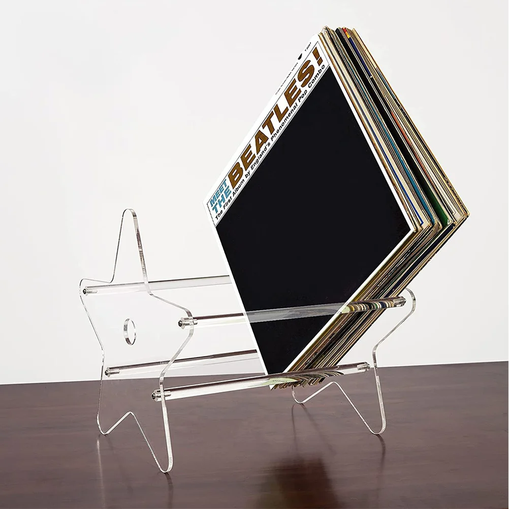 

Star Shaped Transparent Display Holder For Books Cds Records Desktop Storage Rack Organizer Home Office Bedroom Acrylic Stand