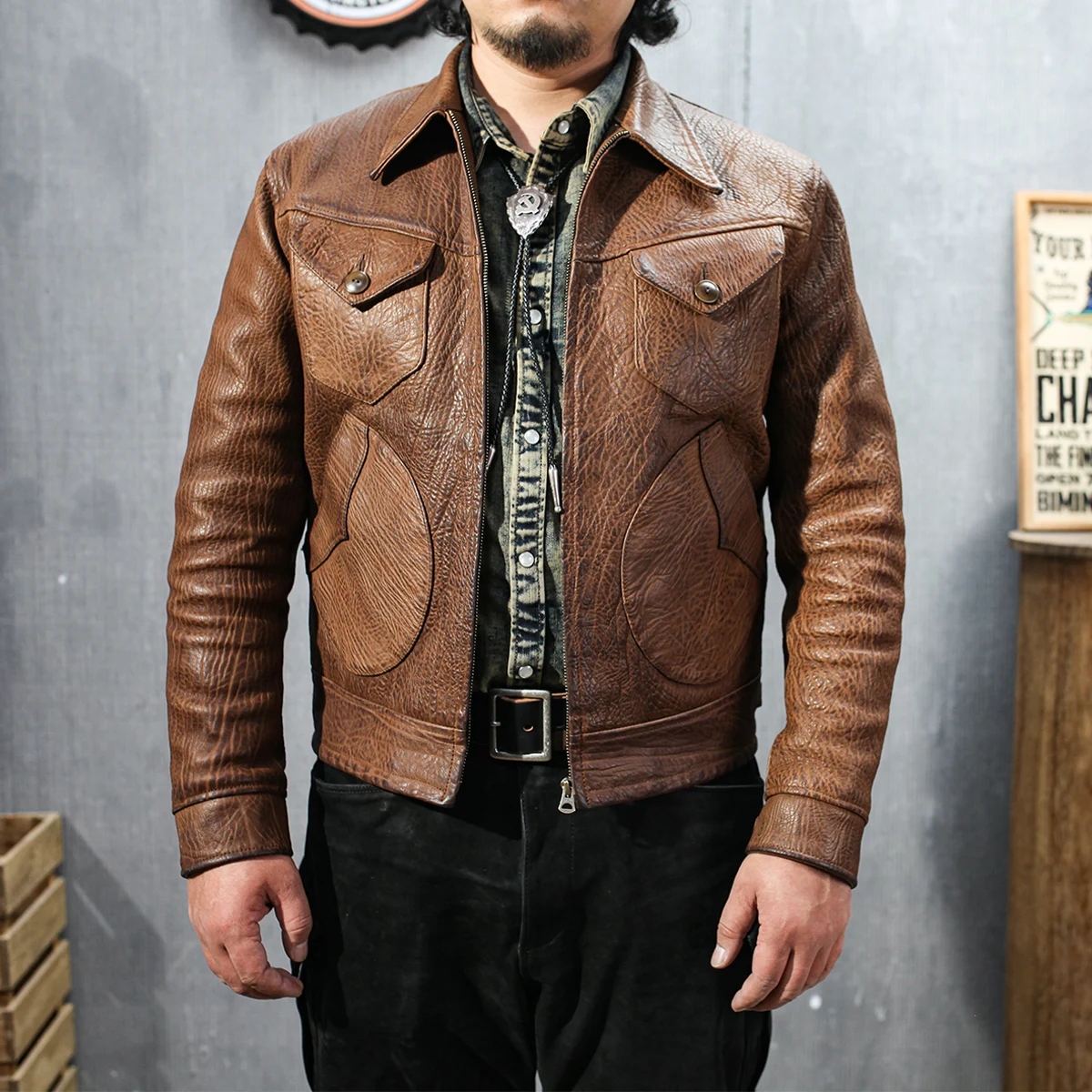 

SDC1350 Super Top Quality Slim Fitting Heavy 1.3mm Genuine Japan Cow Leather Classic Cowhide Stylish Jacket