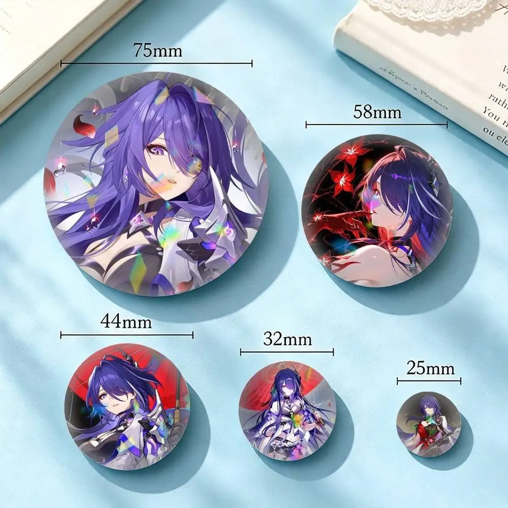 Honkai Star R-Rail Acheron 25mm 32mm 44mm 58mm 75mm Brooches Badges Pins for Accessories Gift