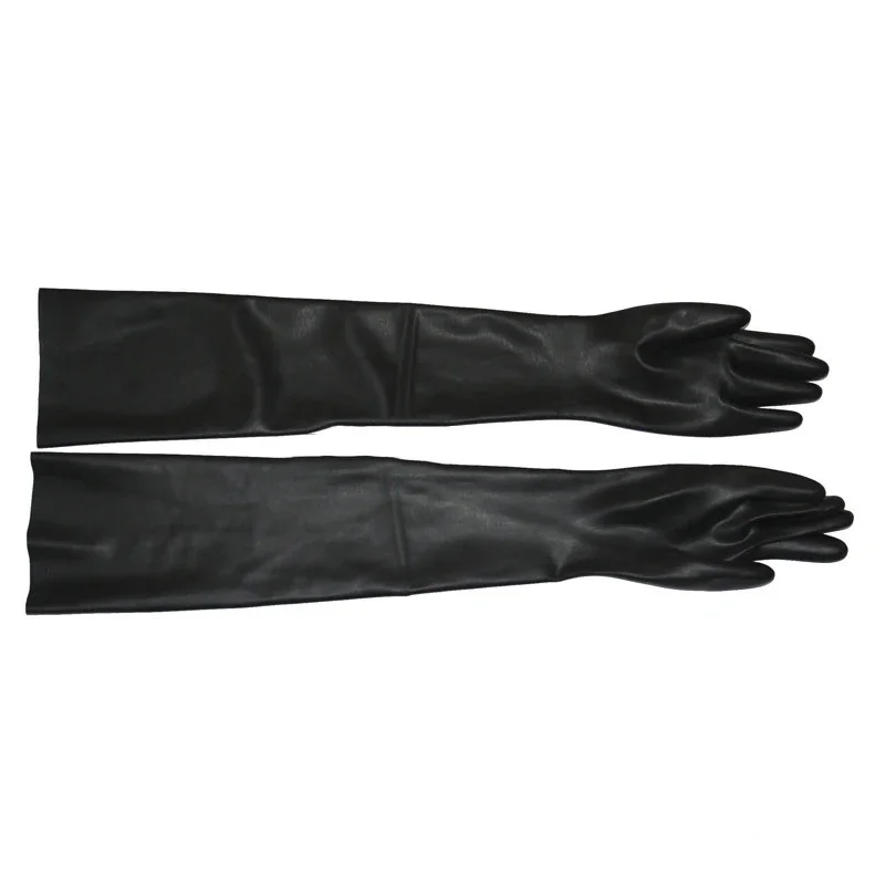 Unisex Latex Rubber Gloves Fetish Wrist Seamless Moulded Shoulder Length Long for Men Women with Bodysuit Catsuit Hoods