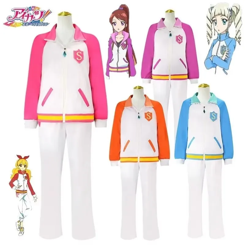 Anime Aikatsu STARS Nijino Yume Nanakura Koharu Sakuraba Rola Cosplay disfraz primer cuartos mujer Campus ropa deportiva traje nuevo