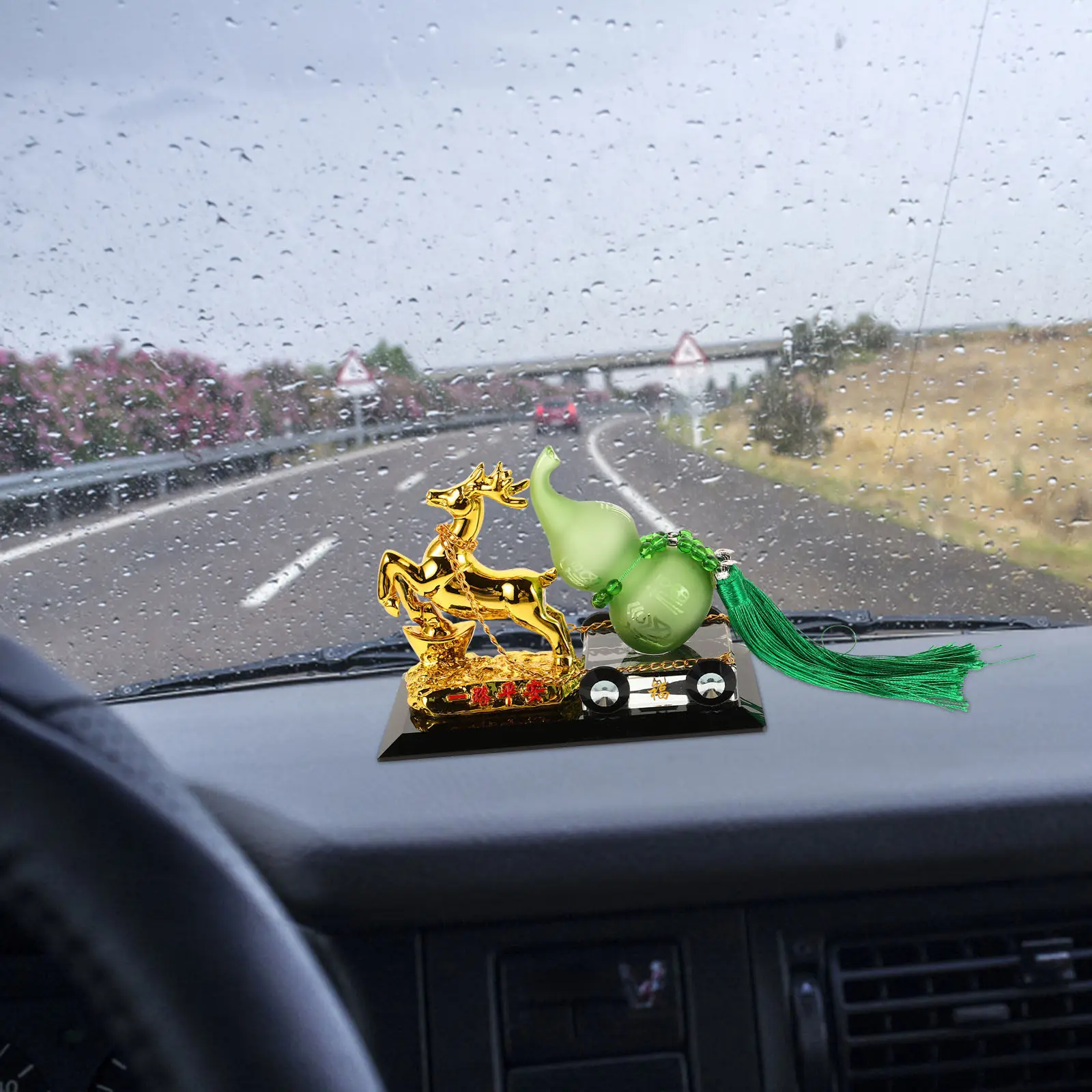 

Creative Resin Car Dashboard Ornament Deer Gourd Design Empty Perfume Holder Aromatherapy Car Interior Decoration Scent
