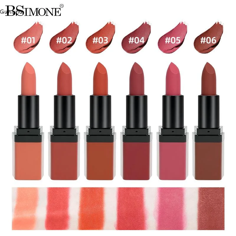 【WHB】BSIMONE 3,5g taza antiadherente de nicho hidratante multicolor no es fácil de decolorar lápiz labial de Color duradero brillo de labios mate