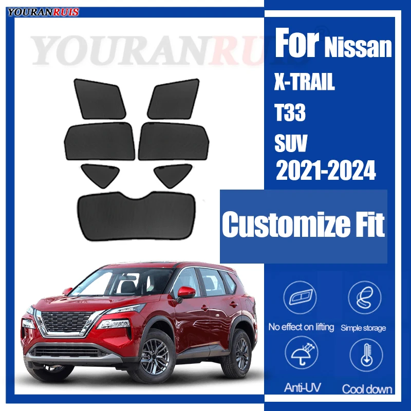 

Customize For Nissan X-TRAIL T33 SUV 2021-2024 Car Side Windows Sunshade Curtains Mesh Heat Insulation Protect Privacy