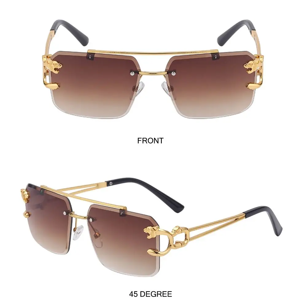 Rimless Sunglasses Rectangle Fashion UV400 Women Men Shades Small Square Sun Glasses For Female male Cycling Traveling Oculos