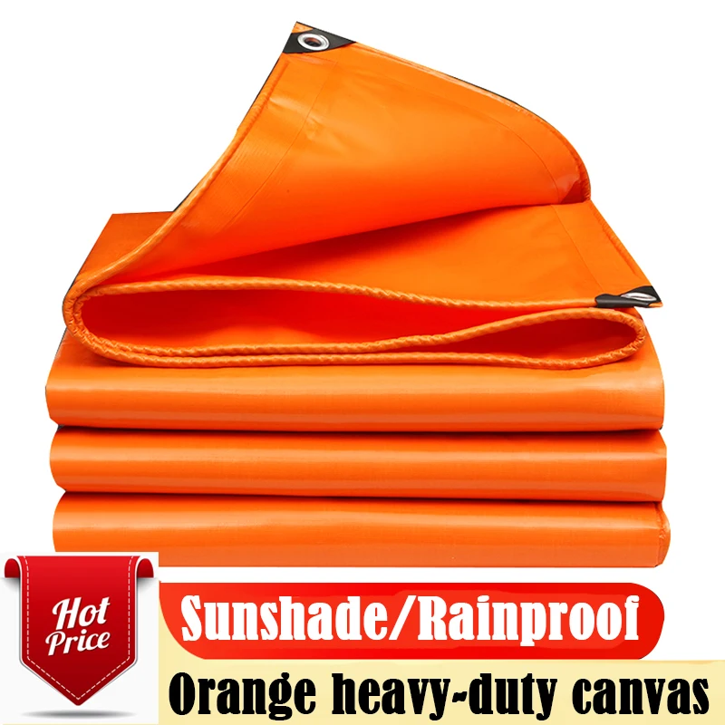 

Orange Heavy-Duty PVC Canvas Outdoor Camping Tent Canopy Pergola Tarpaulin Sun Shelter Truck Waterproof Coated Banner Tarp Cover