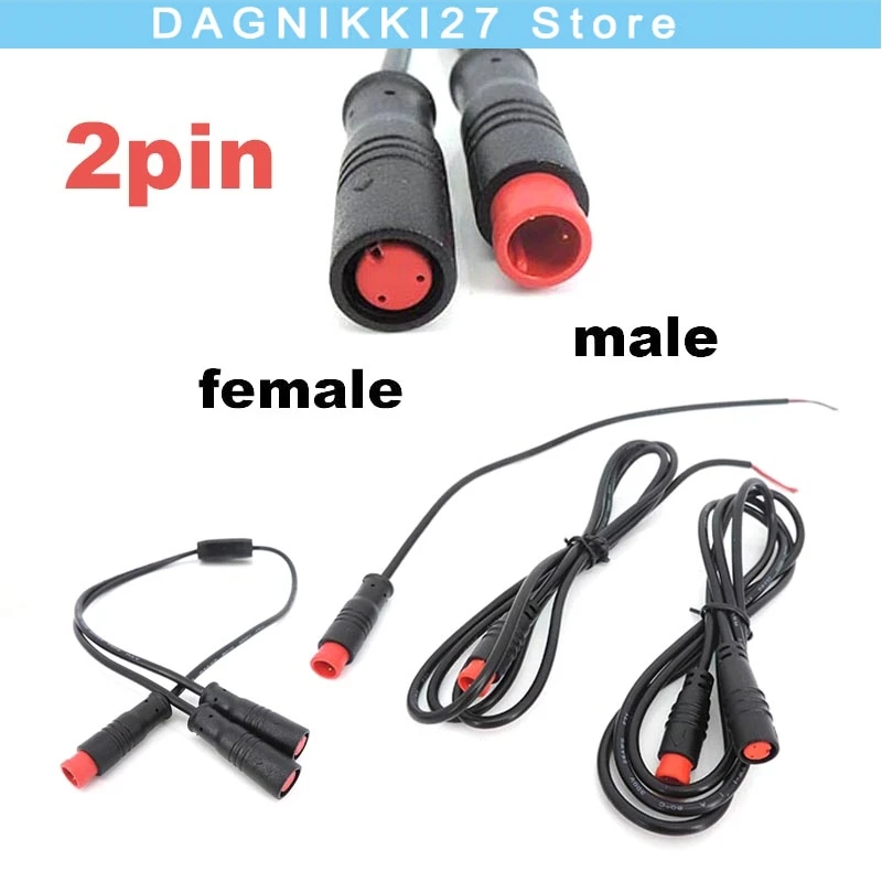 M8 2Pin Cable Extension Wire 2Pin Male Female Waterproof Connector 24AWG 2A 28AWG 0.8A for Electric Bicycle V27