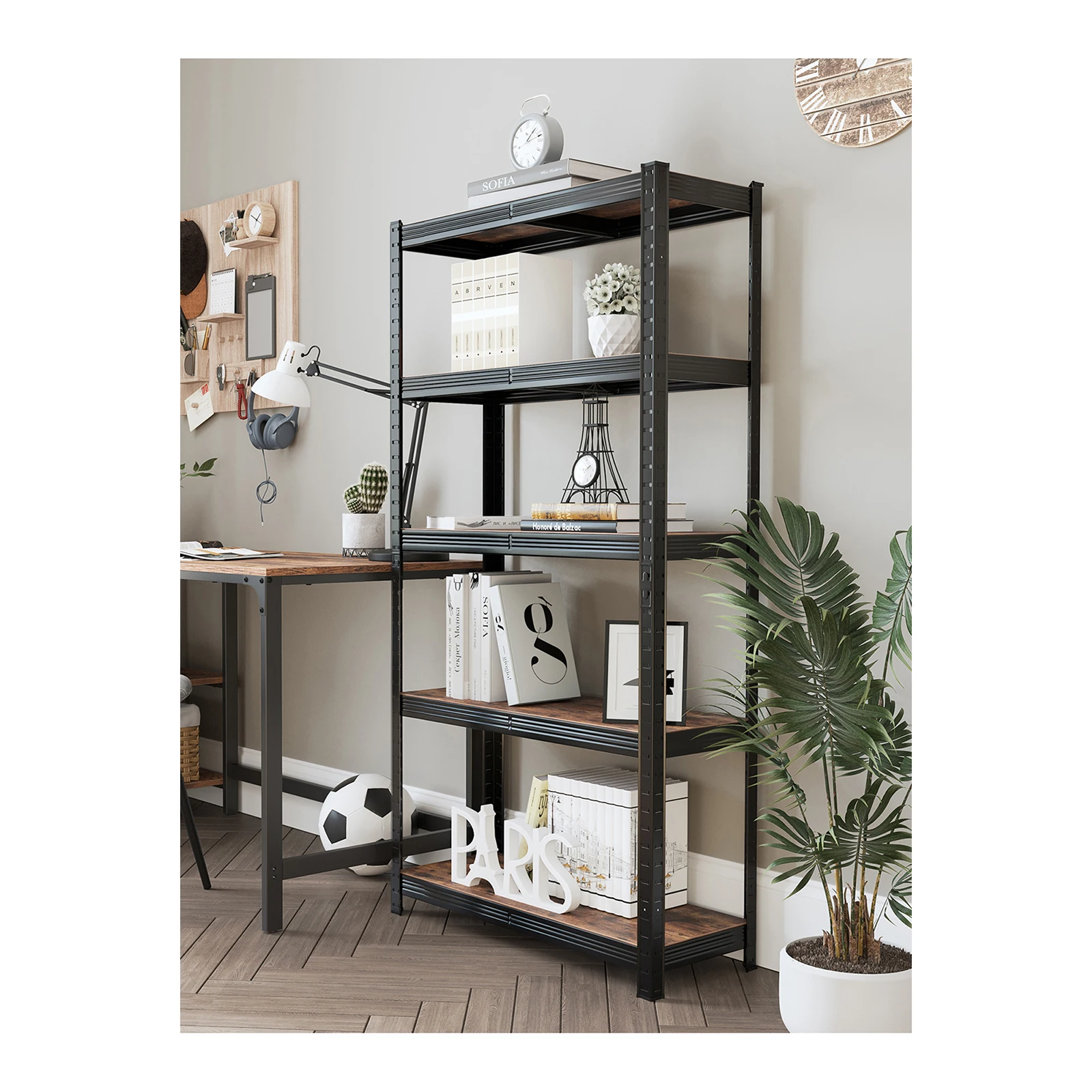 SONGMICS Shelving Unit, 30 x 75 x 150 cm, 650 kg Load Capacity (130 kg per Shelf), Industrial