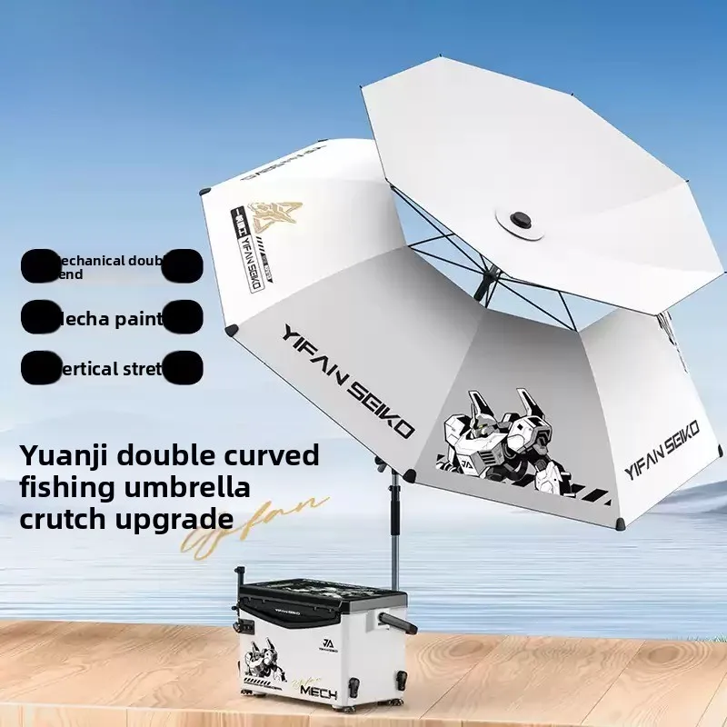2026 Fishing Umbrella with Walking Stick Thicken Sun Shade Parasol Adjustable Portable Shelter Multi Directional Fishing Canopy
