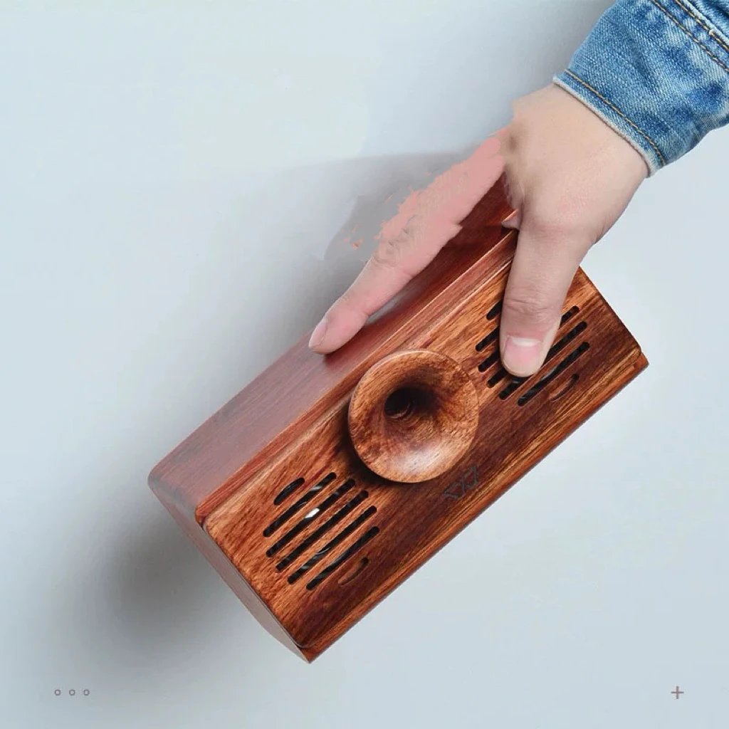 Altavoz de madera maciza de nogal, tarjeta enchufable de audio Bluetooth inalámbrica de alta calidad, radio 3,5, doble uso para el hogar y al aire libre