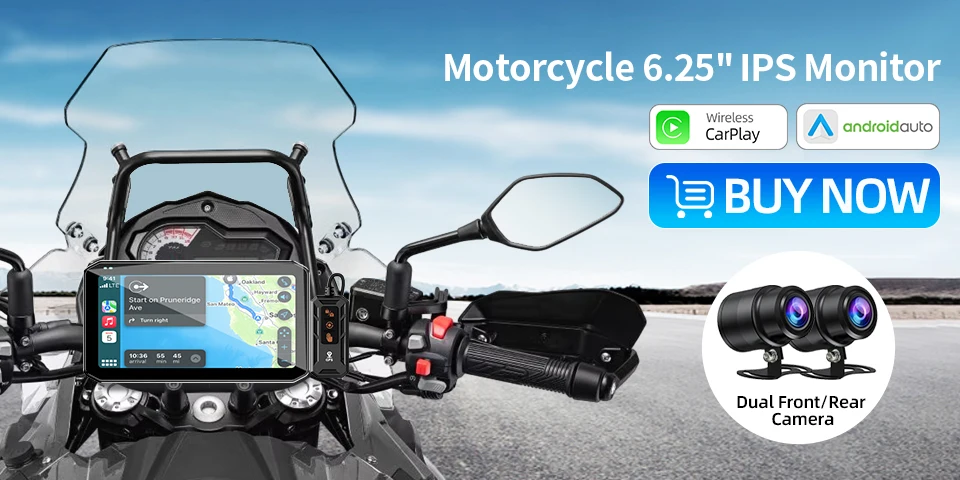 6,5 Zoll Motorrad Tragbare Smart Display IP67 Wasserdichte Drahtlose CarPlay Android Auto Abnehmbare Halterung Bluetooth Monitor – Detail 4