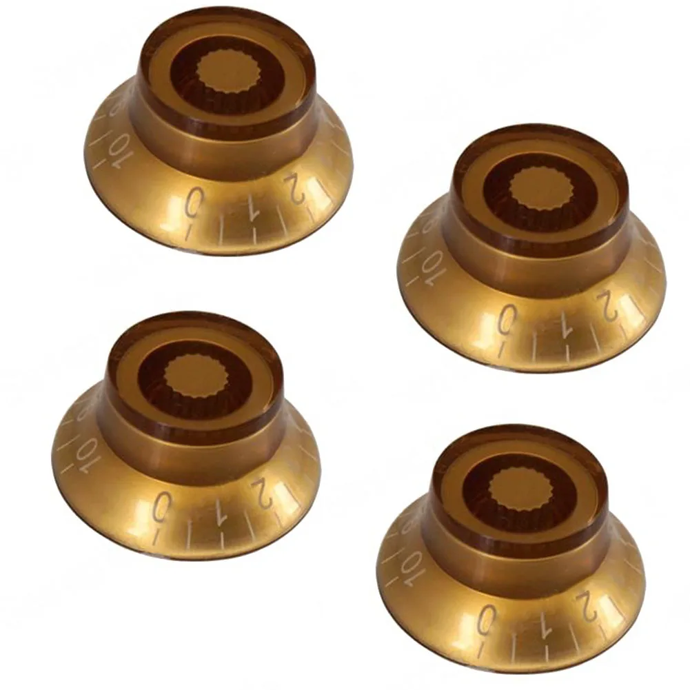 4pcs High Grade Guitar Bass Knobs Amber Bell Top Hat Speed Volume Tone Knob For EPI LP Electric Guitar Bass Tool Accessories