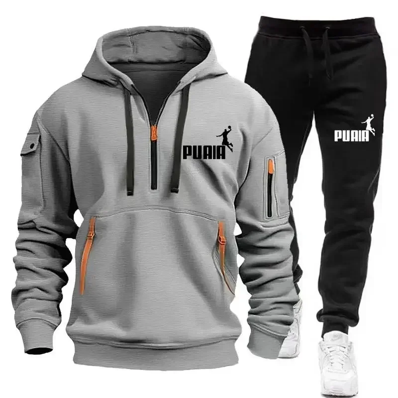 

Men's hooded sweatshirt + casual sport pants, autumn and winter casual sweatshirt running suit, sweatshirt set, 2025 new product