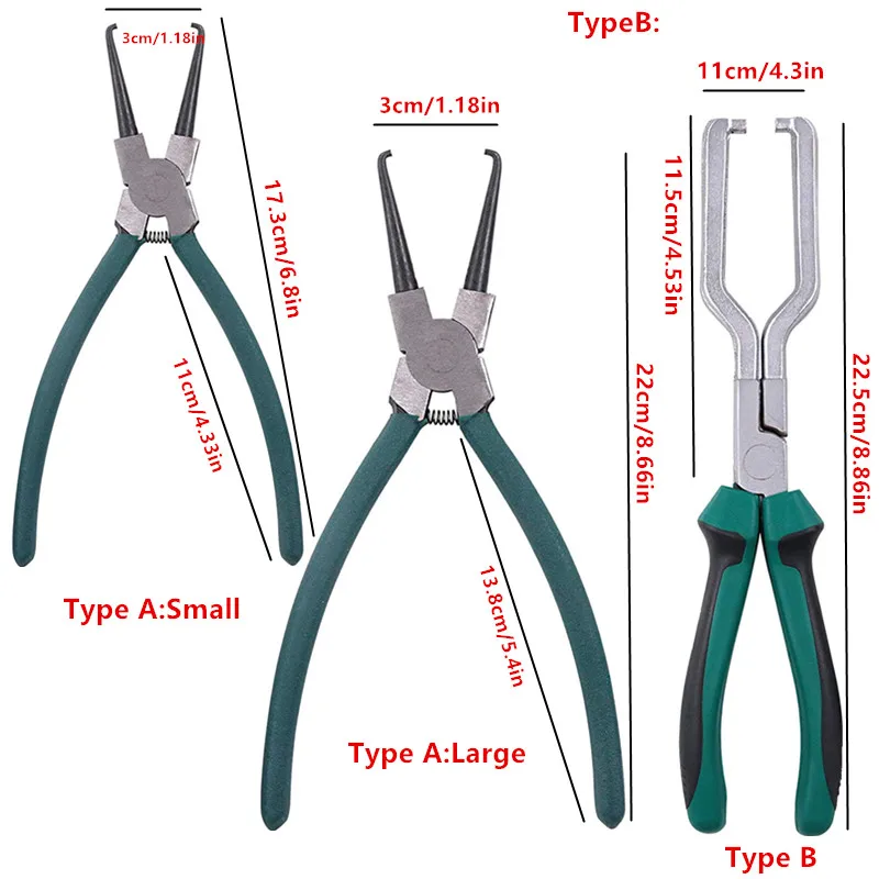 Car Fuel Line Pliers Stainless Steel Rubber Grip Fuel Line Petrol Clip Pipe Plier Hose Release Disconnect Removal Pliers Tool