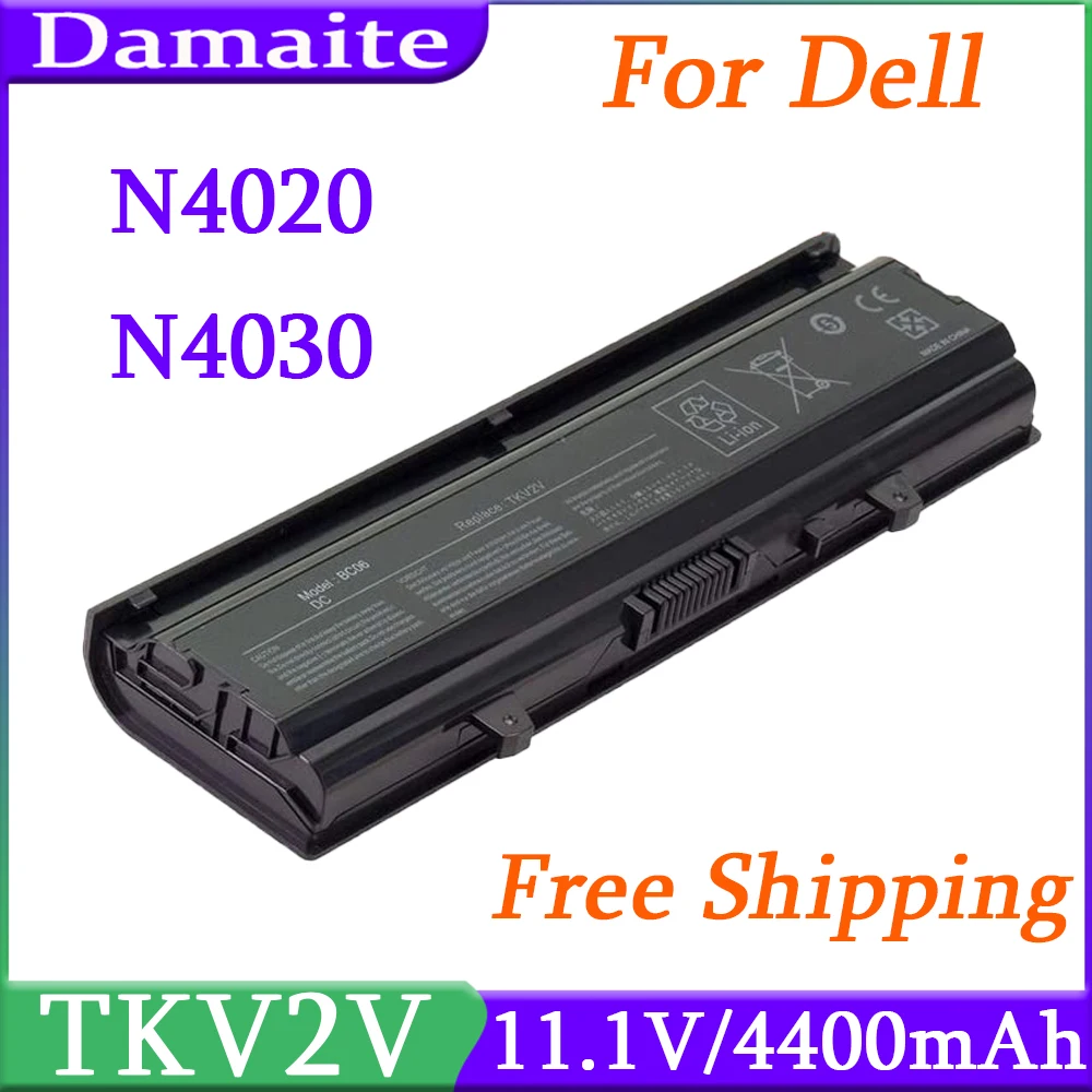 TKV2V N4020 N4030 11.1V 4400mAh Laptop Battery for Dell Inspiron 14V 14VR M4010 N4020D N4030D FMHC1