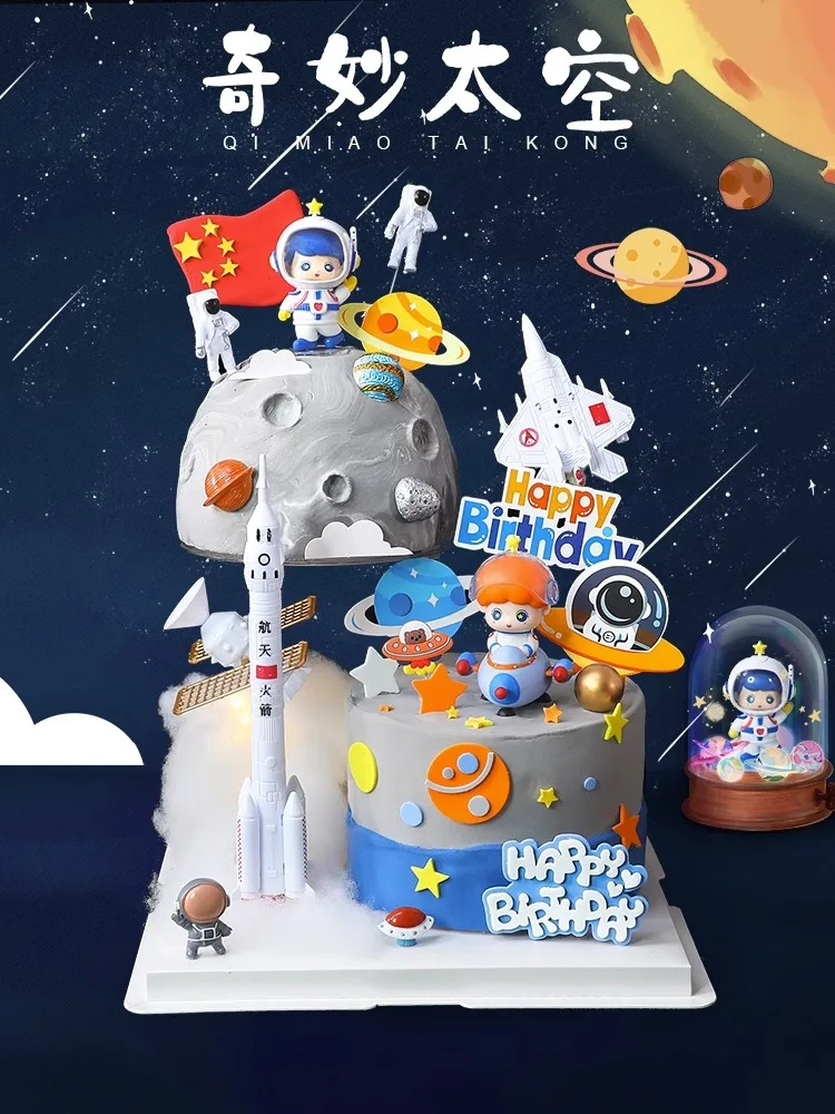 Astronauten-Kuchenaufsatz Rakete Jungen Raumschiff Planet Party Desserts Cupcake-Topper Kinder 1. Geburtstag Party Baby-Shower Dekoration – Detail 1