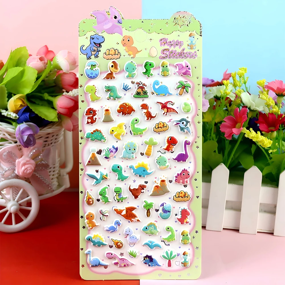 4 stücke Kawaii Tier Dinosaurier 3D Blase Aufkleber Graffiti Fahrrad Gepäck Schreibwaren Wasserdicht Nette Dekoration Puffy Aufkleber Geschenke