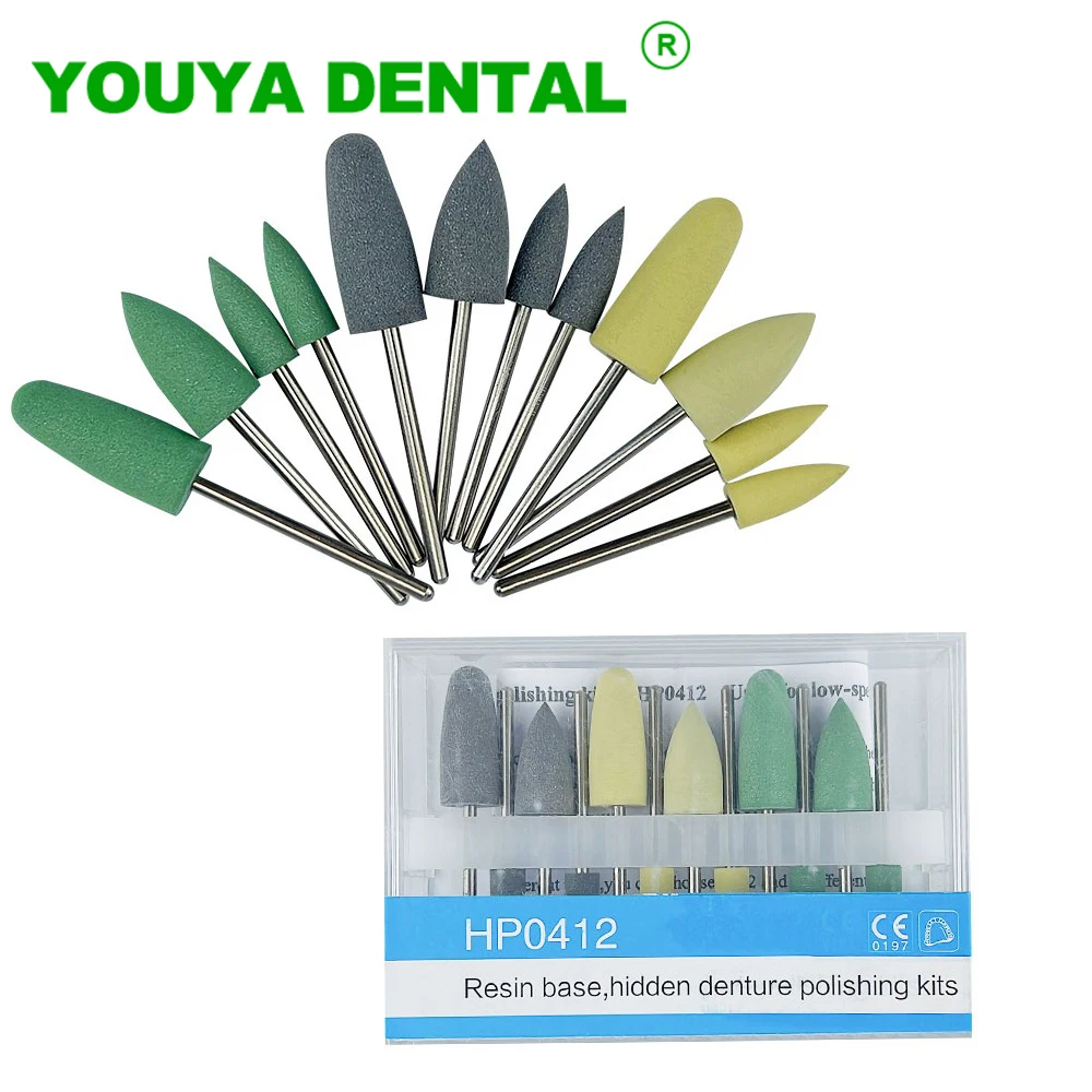 12pcs Dental Composite Polishing Kit Dentistry Resin Base Acrylic Polishing Bur Drill Polisher Rotary Dentist Tool For Low Speed