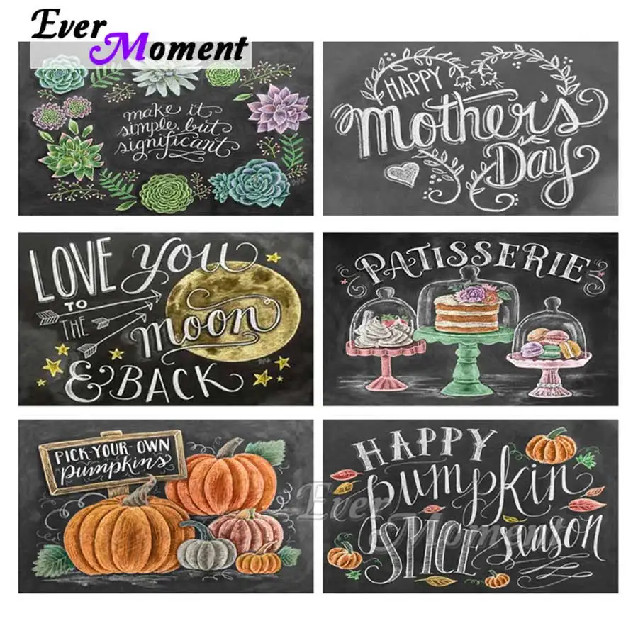 Ever Moment Diamond Painting 5D DIY Blackboard Dessert Mosaic Cross Stitch Diamond Embroidery Needlework S2F1068