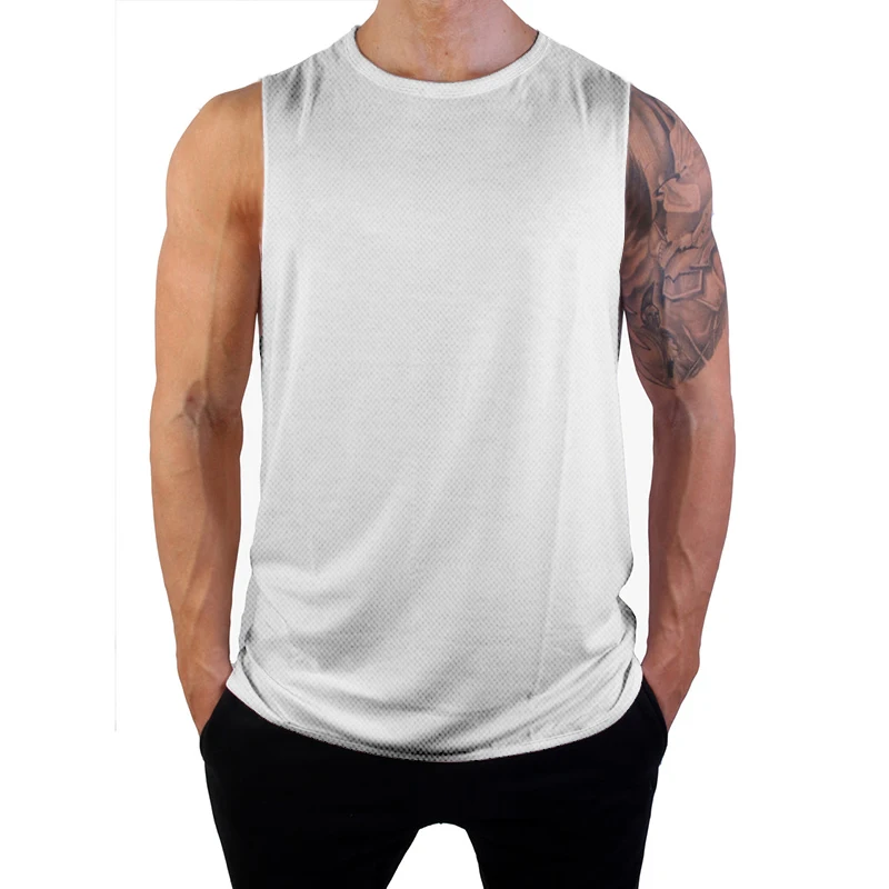 Plain Mesh Gym Clothing Summer Quick Dry Fitness Tank Tops Mens Sports Sleeveless Shirt Loose Basketball Jerseys Running Vest