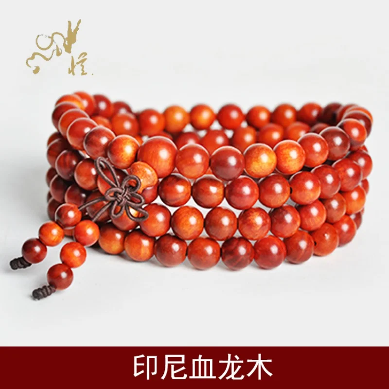 Full Transparent Indonesian Blood Dragon Wooden Prayer Beads Bracelets Emperor High Oil Density Amber Sandalwood Rosary Bracelet