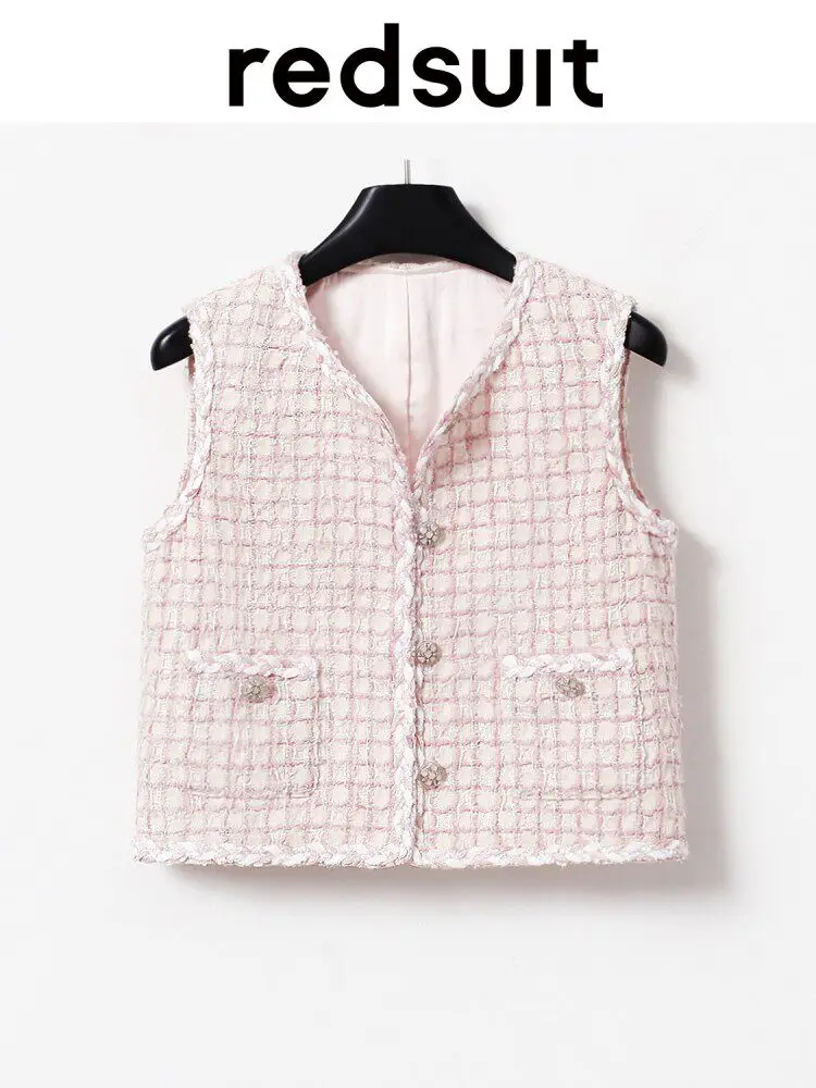 New Youthful powder lightweight plaid vest fashionable sleeveless top Custom size
