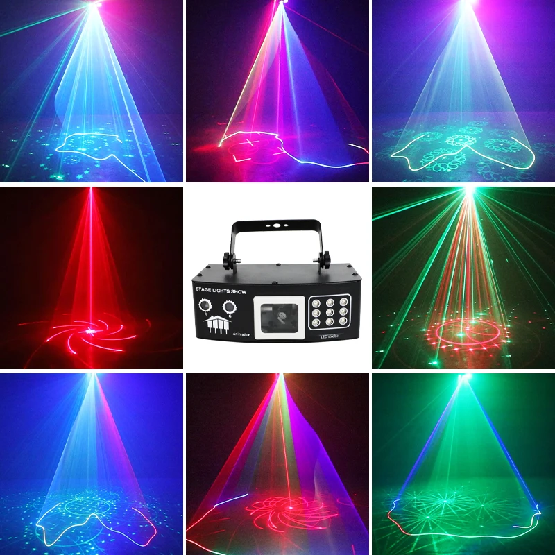 2025 Laser DJ Licht Audio Strobe RGB DMX Projektor Laserstrahl Effekt Fernbedienung Weihnachten Zuhause Weihnachten Urlaub Lieferungen