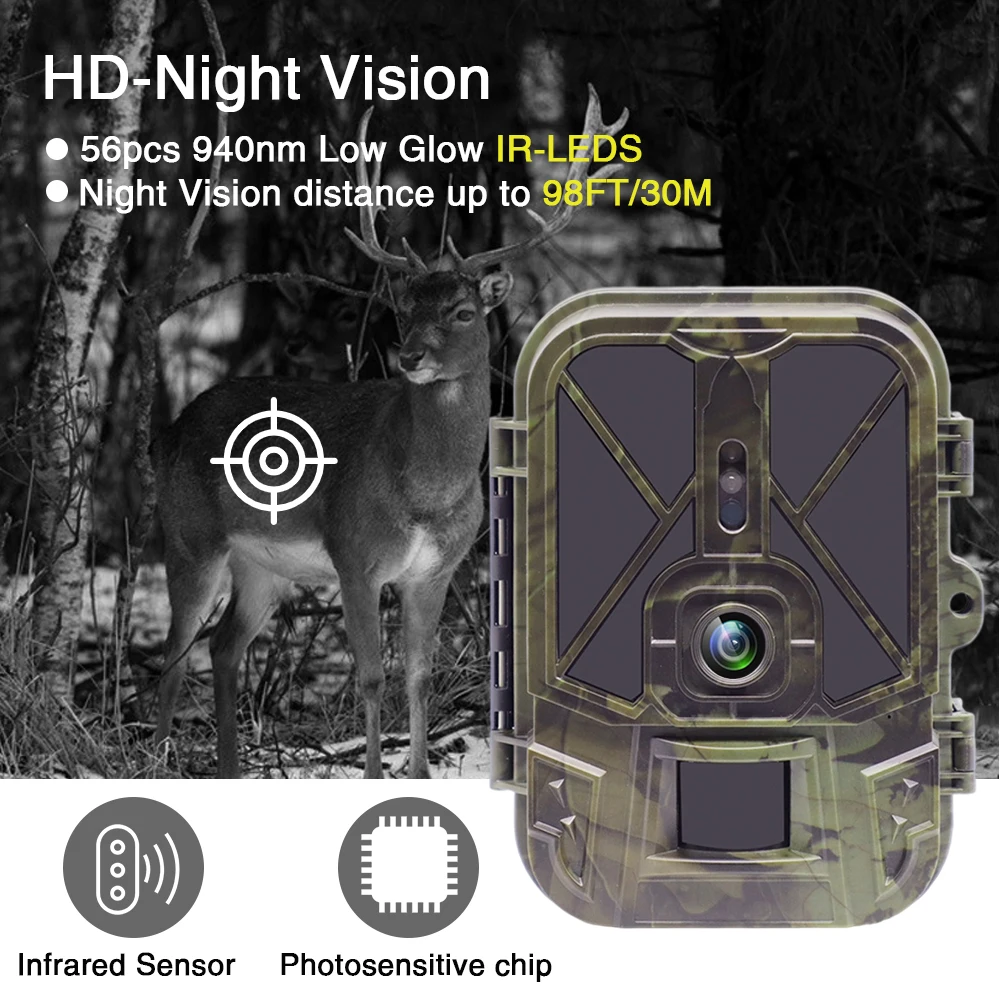 SuntekCam Wildlife Trail Cameras 50MP 4K IP65 Hunting Camera HC940A 10*AA Battery Night Vision Photo Traps Wireless Surveillance