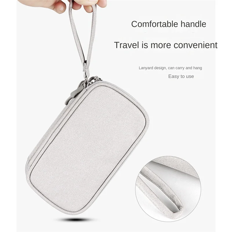 Многофункциональная двухслойная цифровая сумка USB-линия передачи данных, зарядное устройство, органайзер для путешествий, электронный органайзер, розовый