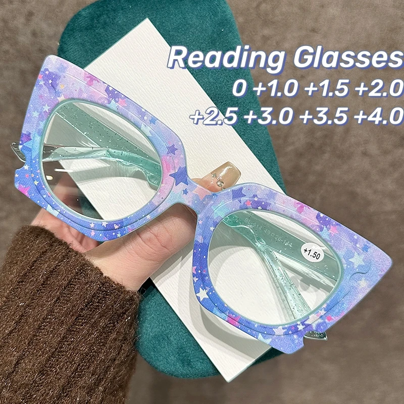 

Fashion Colorful Reading Glasses Women Multi-color Dazzling Presbyopia Glasses Large Frame Anti Blue Light Far Sight Glasses