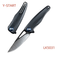 Y-START D2 Blade Black G10 Handle Outdoor EDC Tools Designed by David Chen Utility Pocket Folding Knife LK5031