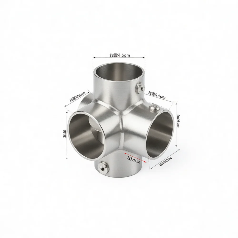 Stainless Pipe Corner Connector Tube Fitting Industrial Grade Metal Joint Fastener For Commercial Display Rack Assembly