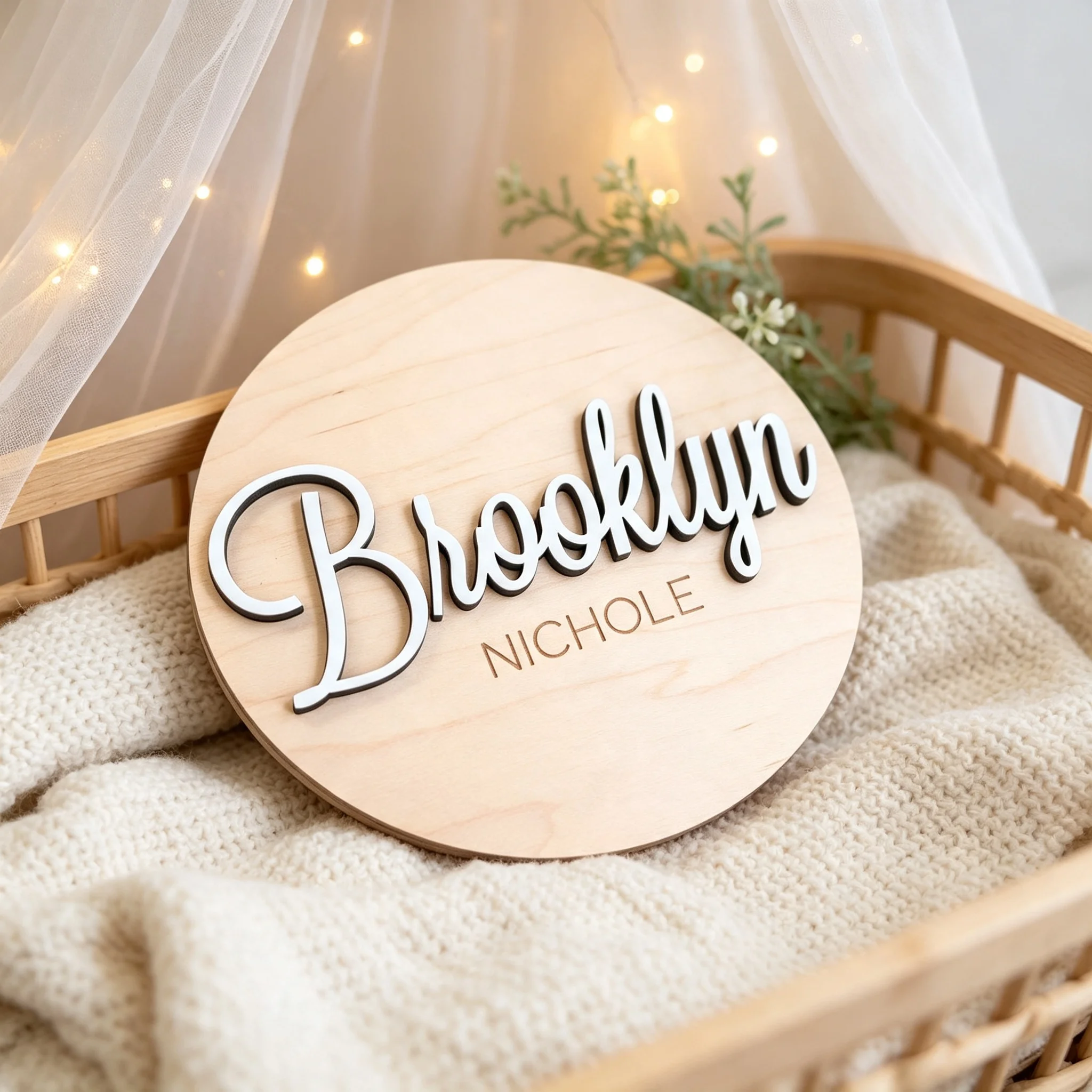1Pc Custom Birth Announcement Wooden Name Plaque,Home Kids Room Nursery Bedroom Wall Door Decor,DIY Paintable,Birthday Gift