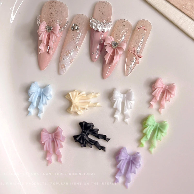 50/30/20 PC 3D มินิน่ารักโบว์เล็บ Charms ขนาดผสมริบบิ้นเรซิ่นสําหรับ Kawaii เล็บตกแต่งเล็บ DIY หัตถกรรมอุปกรณ์เสริม