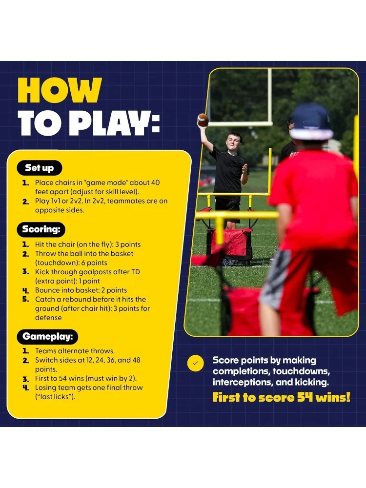 W_The Ultimate Football Yard Game Set, Permainan Lempar Bola Sepak Luar Ruangan untuk Acara Tailgating, Halaman Belakang, Pantai, Taman, Turnamen, Latihan Olahraga