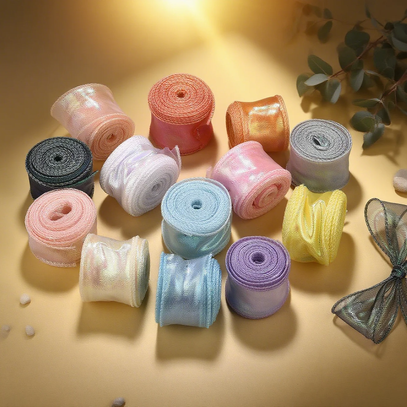 10Yards Fishtail Organza Ribbon Reflective Iridescent Wavy Edge Ribbon for Gift Wrapping DIY Bow Bouquet Voile Ribbons