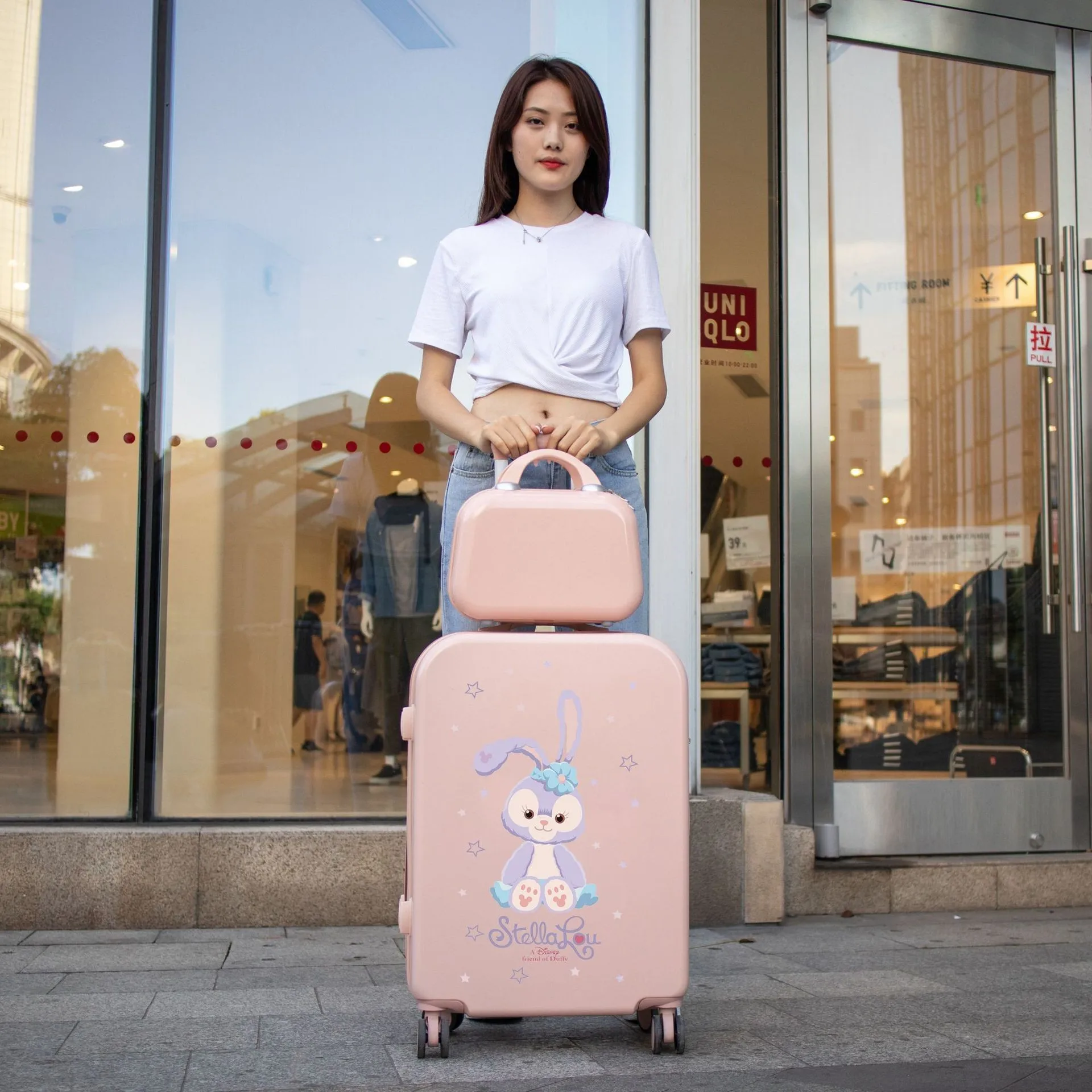 Luggage Case 24 Inch Cartoon Printed Trolley Case, Cute and Lightweight Travel Case Male  Carry on Luggage with Wheels