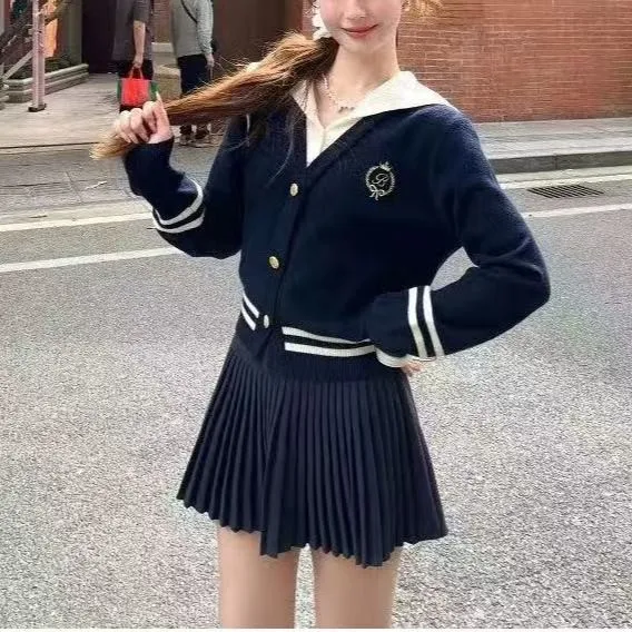 

Женский красный свитер, милый вязаный кардиган с v-образным вырезом, модная однобортная женская одежда