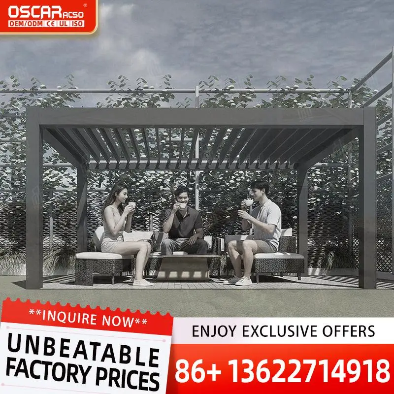 Motorized Outdoor Pergola Premium Glass Aluminium Structure for Garden Patio Backyard pergola