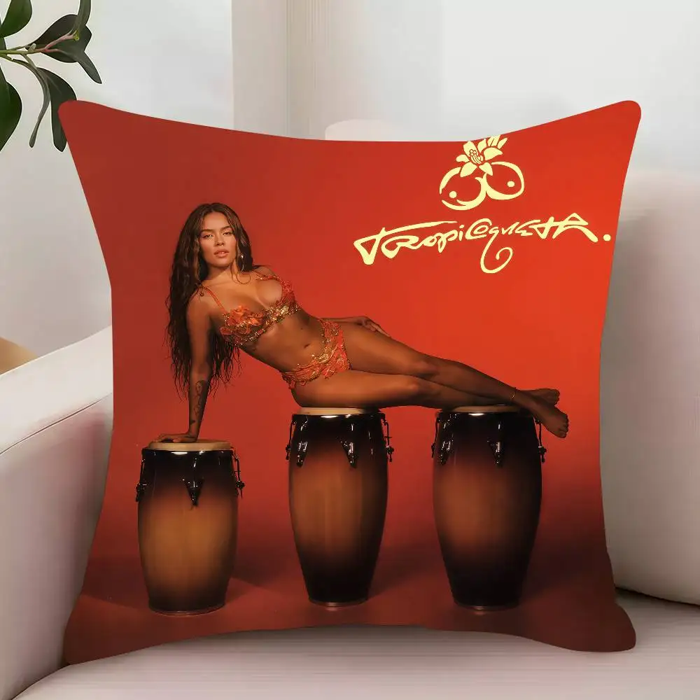 K-Karol G Tropicoqueta Singer Pillow Case Decor Protective Covers Comfortable Soft For Sofa Living Room Home Office